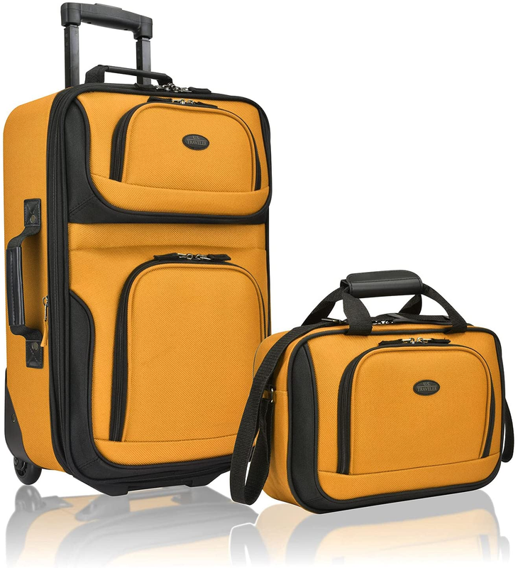 Rio Fabric Expandable Carry On Luggage, Rolling Suitcase, Orange, 2 Wheel Set9