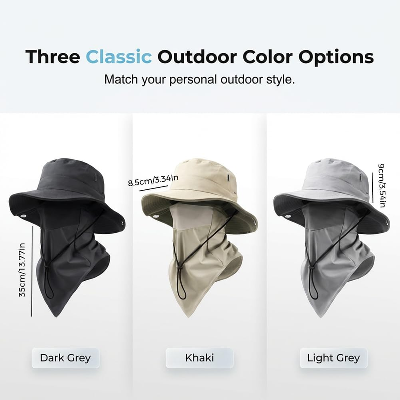 Fisherman Hat w/ Detachable Face Cover Adjustable Outdoor Sun Shield1