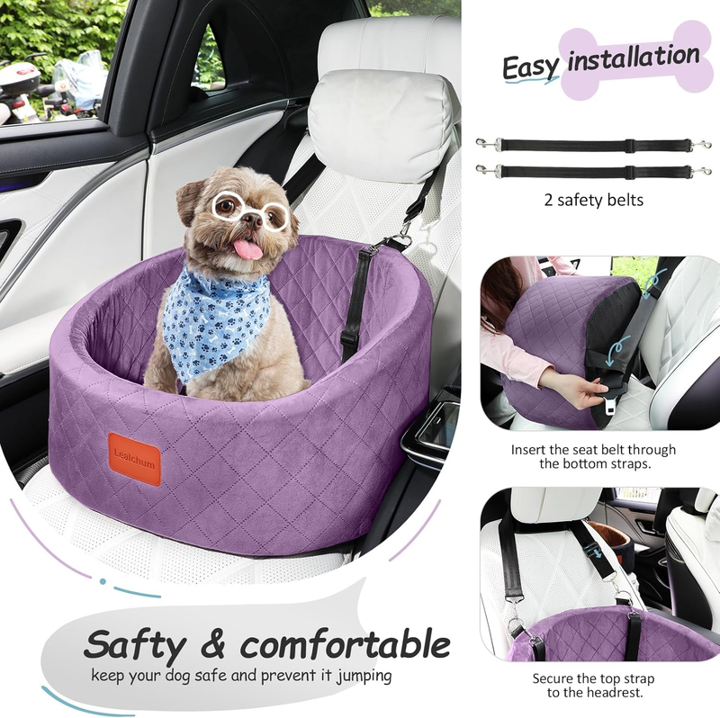 Dog Car Seat for Small Dogs up to 30 Lbs,Ultra Soft Fabric Fill in Comfy Memory 3