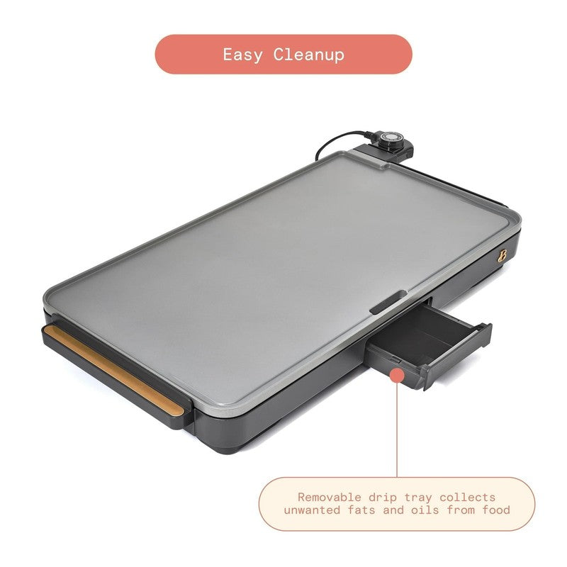 XL Electric Griddle 12"x22" Non-Stick Oyster Grey by Drew Barrymore2