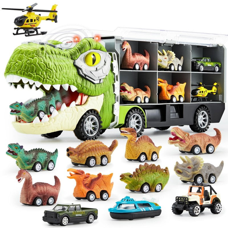 13 in 1 Dinosaur Truck Toys for Kids, Dinosaur Truck with Light & Sound, Includi8