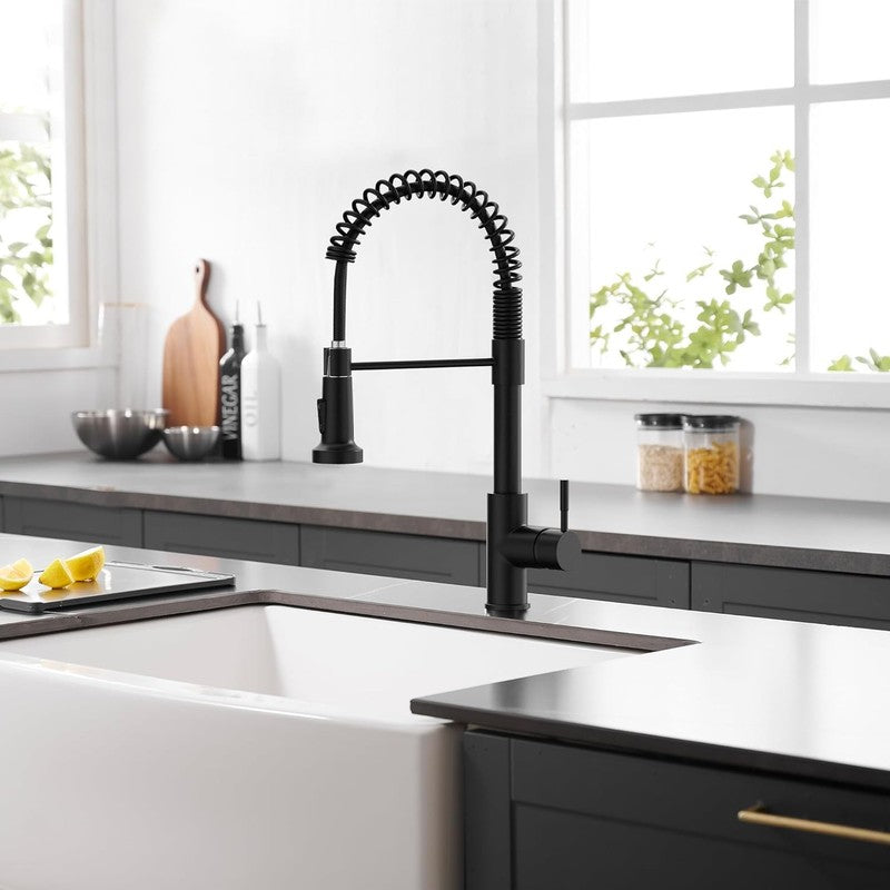 Black Kitchen Faucet Pull Down Sprayer Single Hole for Farmhouse RV Utility7
