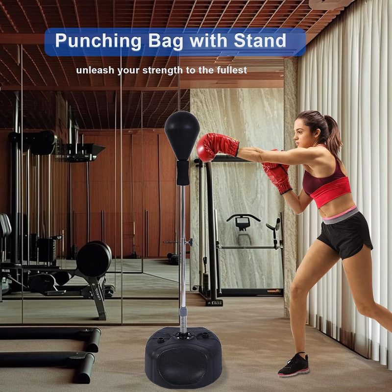 Punching Bag w Stand Fast Rebound Adjustable Height Boxing Training Fit1