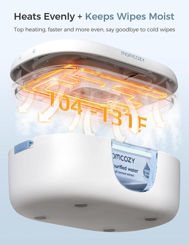 Baby Wipe Warmer 4 Temp Modes Fast Heating Night Light Blue2