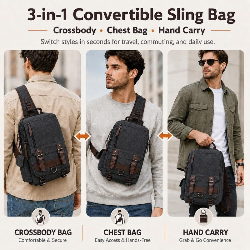 Retro Canvas Messenger Bag Unisex Crossbody Sling Shoulder Travel Work Daily5