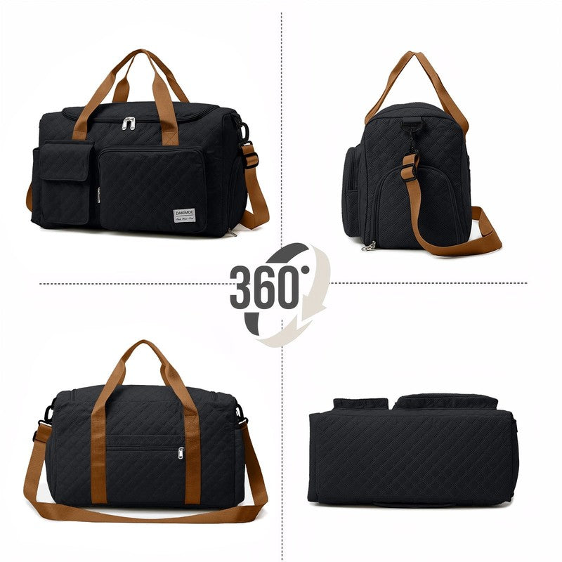 Waterproof Weekender Gym Duffel Bag Shoe Compartment Black Brown7