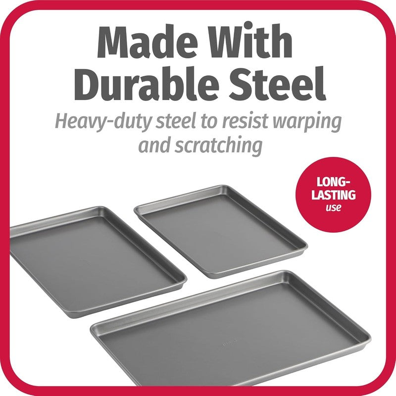 Everyday Nonstick Baking Sheet Set, 3 Pack Includes One Small, Medium & Large Pa5