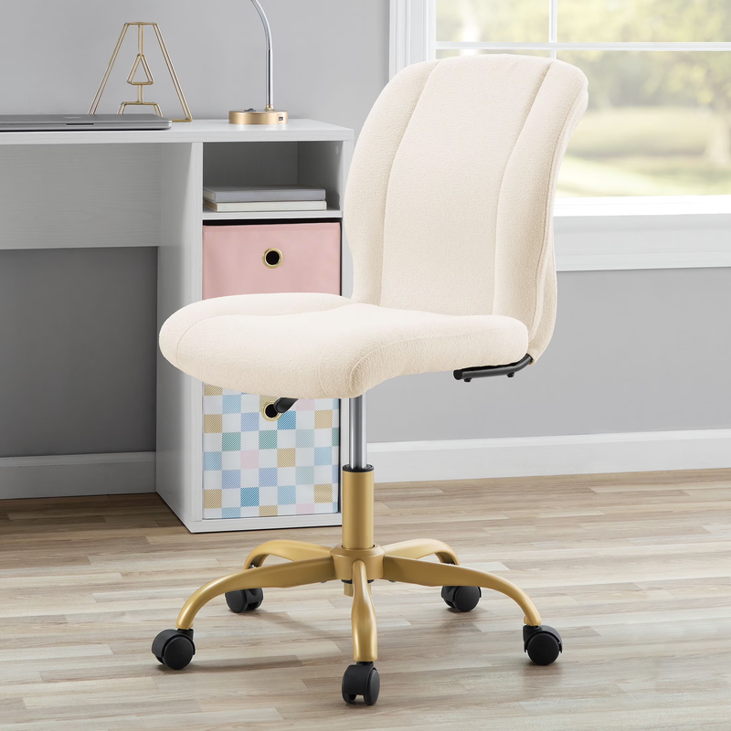 Bouclé Armless Office Chair for Adults and Teens, Cream0