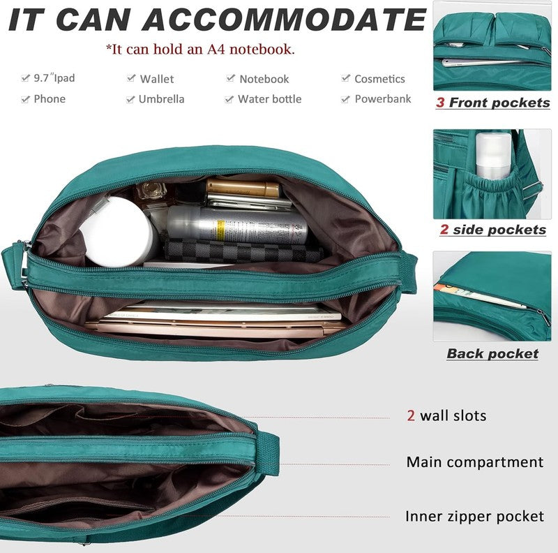 Women Crossbody Bag Waterproof Nylon Lightweight Shoulder Large Purse Handbag4