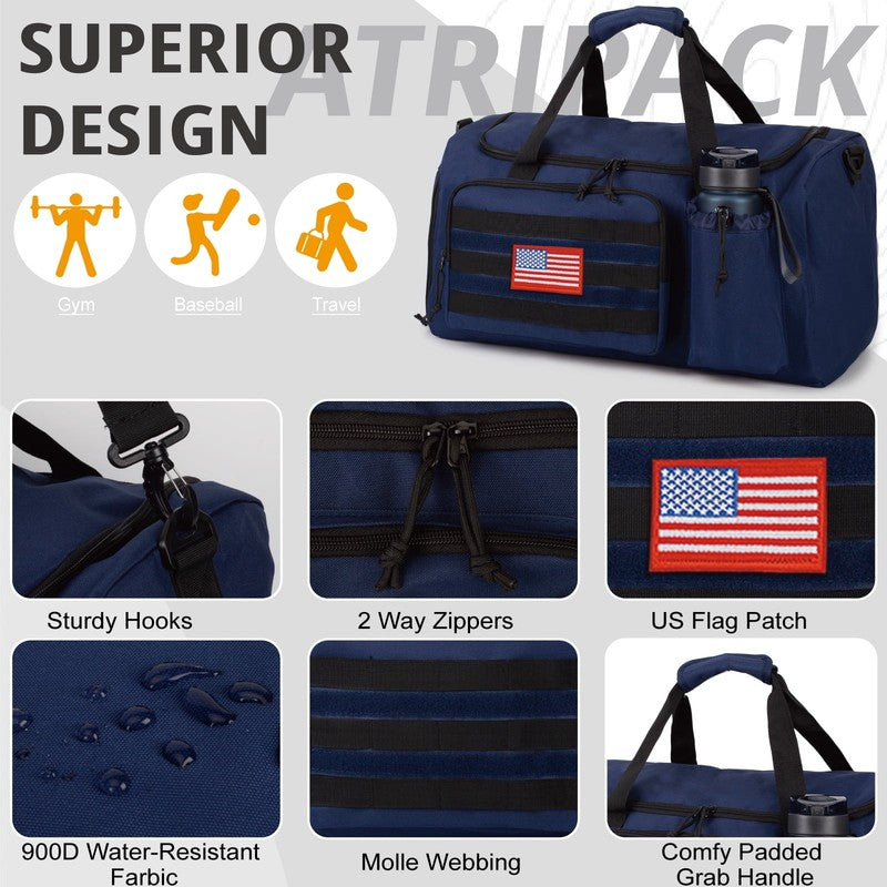 2 In 1 Gym Duffle Bag 40L Convertible Travel Bag Shoes Compartment Luggage9