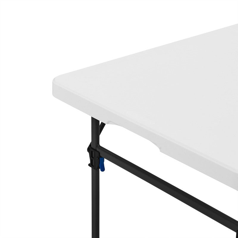 White 8 Foot Folding Plastic Table, Heavy Duty, Easy-Fold, Indoor Outdoor, Scrat8