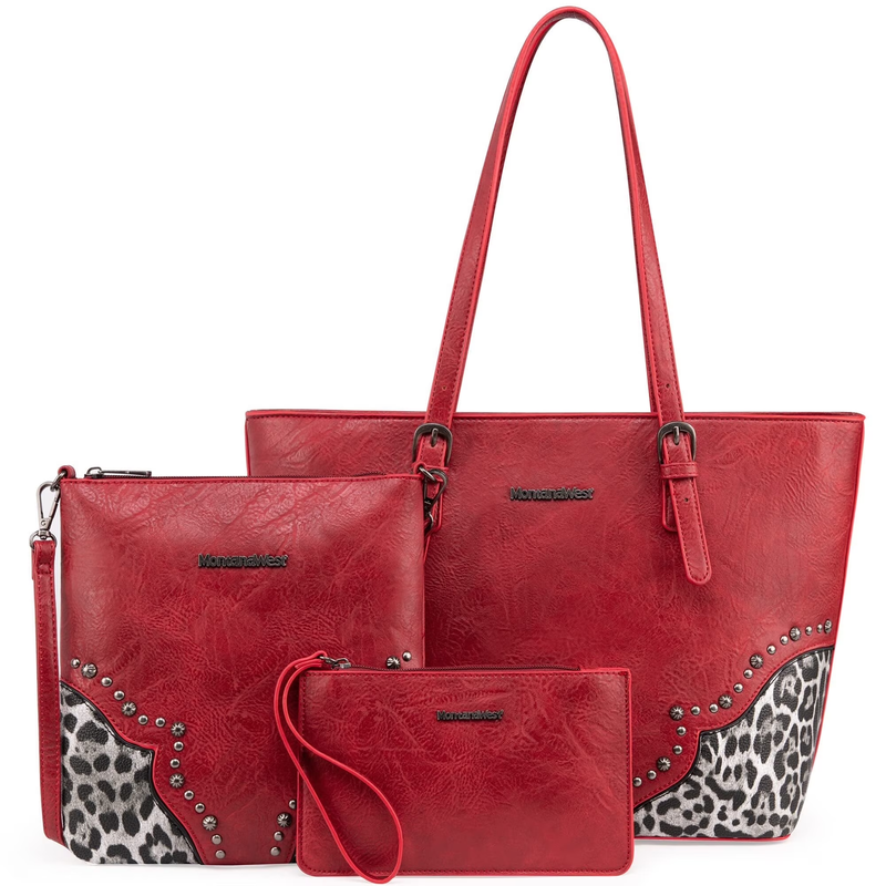 Purses for Women Tote Bag 3Pcs Set Leopard Print Satchel Handbags10