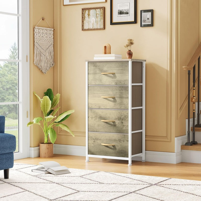 4 Drawers Fabric Dresser for Bedroom, Storage Organizer, Wide Chest of Drawers f3