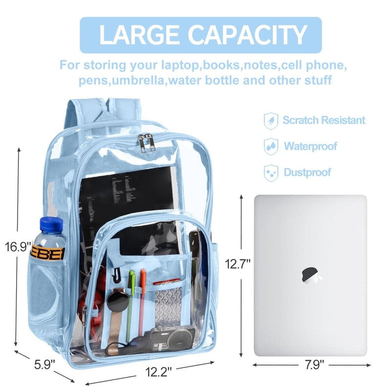 Waterproof Clear Backpack Heavy Duty PVC Transparent Large Capacity Backpack wit4
