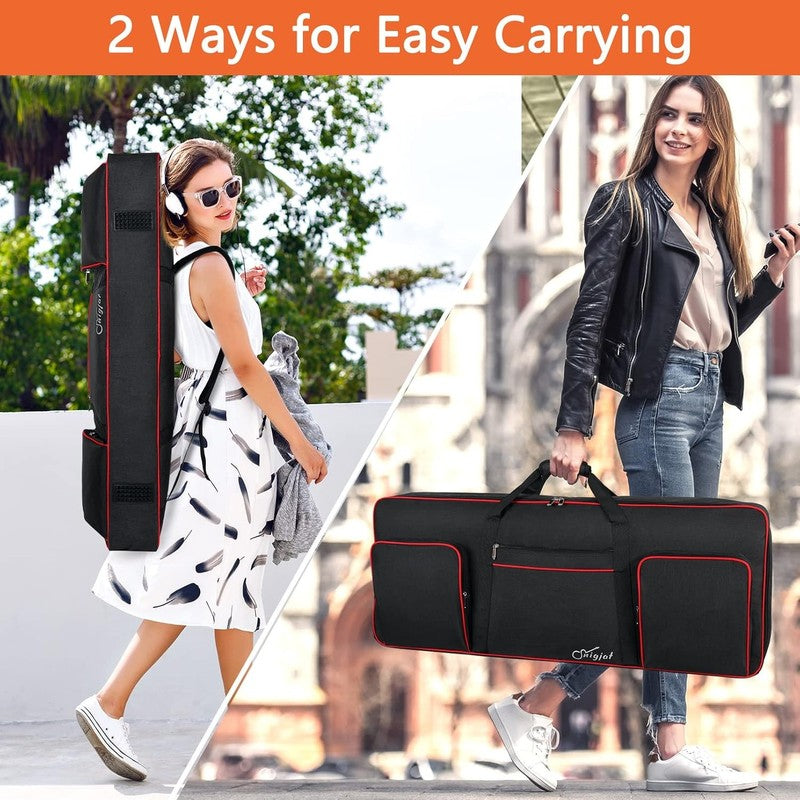 61 Key Keyboard Case, Soft Piano Bag with 0.32 Inch Cotton, 61 Key Keyboard Bag 0