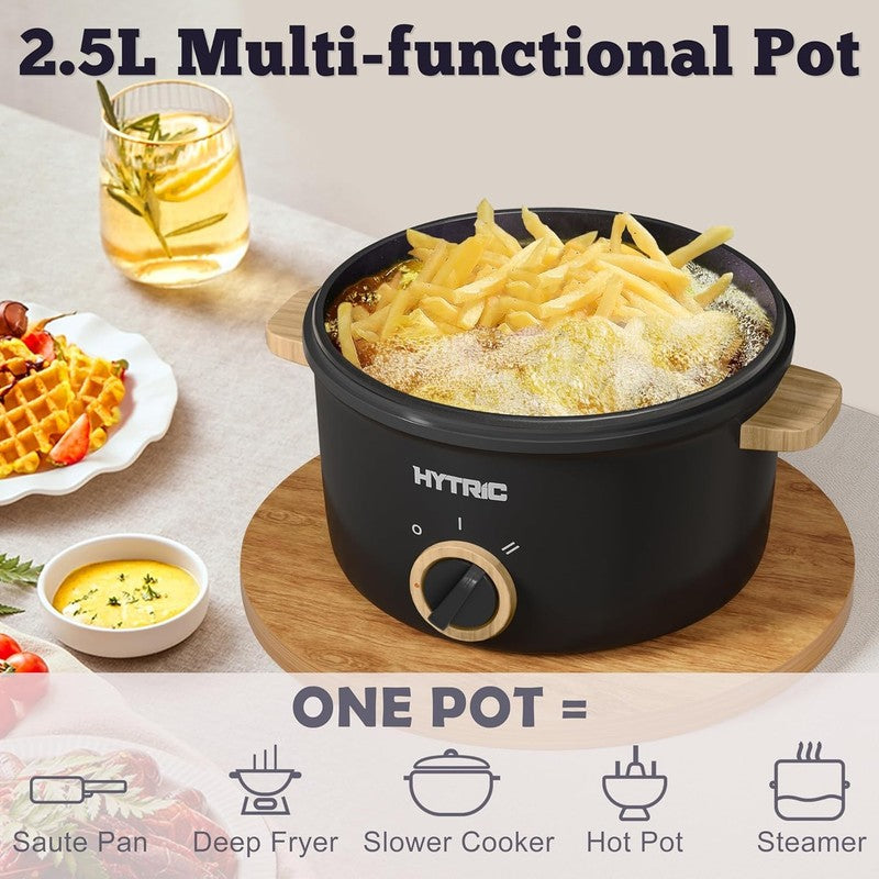 2.5L Electric Hot Pot Non Stick Multi Cooker Stir Fry Noodle Soup Portable Black1