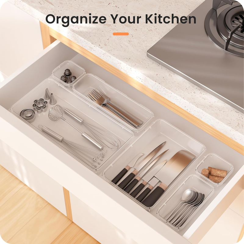 Drawer Organizer Makeup Storage 5 Size Holds 177 Items Clear8