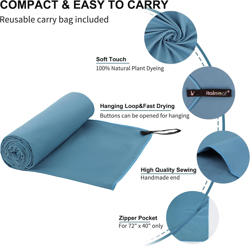 Microfiber Travel Towel Quick Dry Gym Camping Beach Pool Ultra Compact2