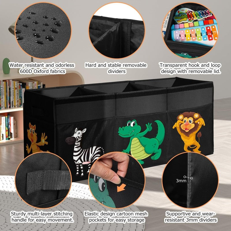 Extra Large Toy Box Collapsible Dinosaur Storage Organizer Kids Bin Black2