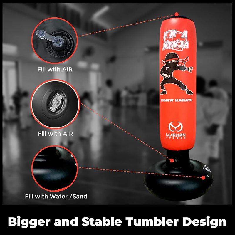 5 in 1 Inflatable Punching Bag 63" Karate Set w Gloves for Kids 4 127