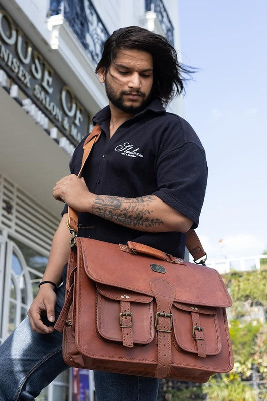 Leather Messenger Bag for Men, 18 Inch Laptop Crossbody, Handmade Leather Should5
