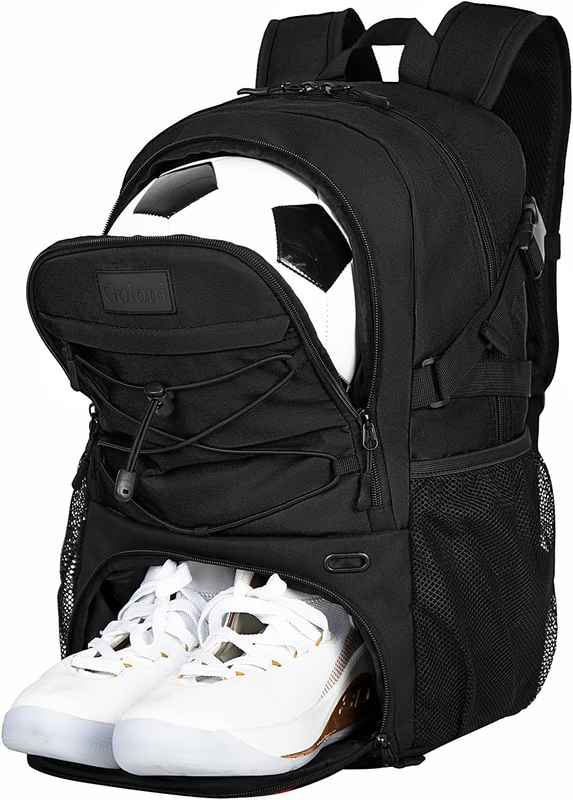 Soccer Basketball Backpack w/ Ball & Shoe Compartment Sports Travel Bag6