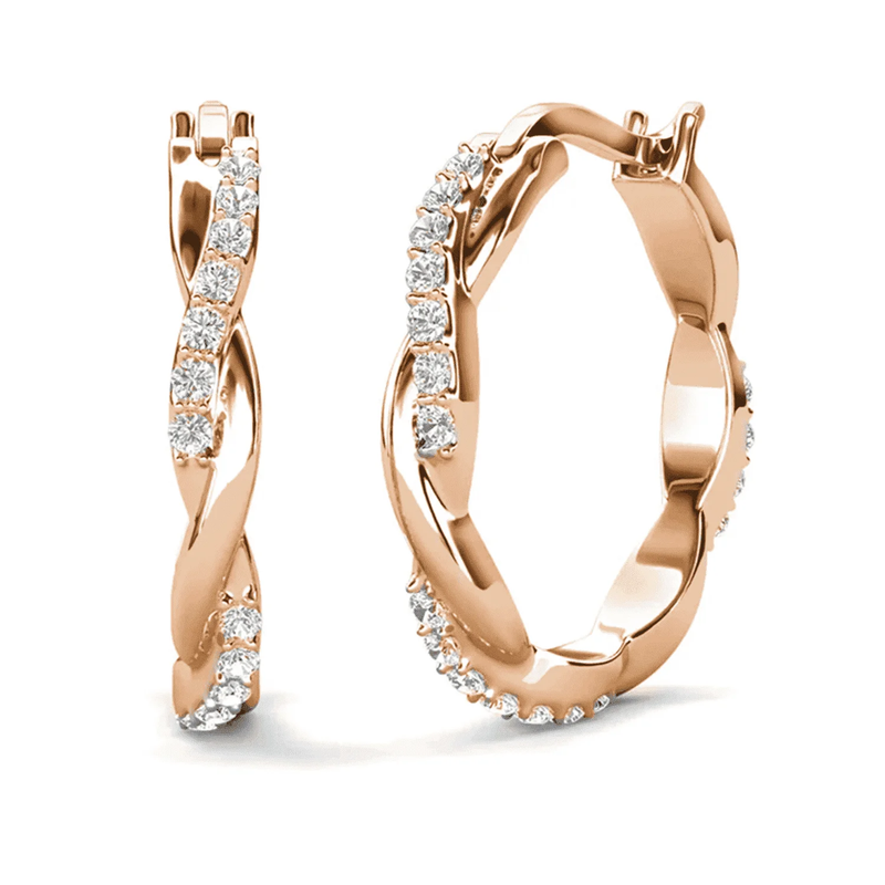 Lauren 18K Rose Gold Plated 22Mm Hoop Earrings with Crystals for Women0
