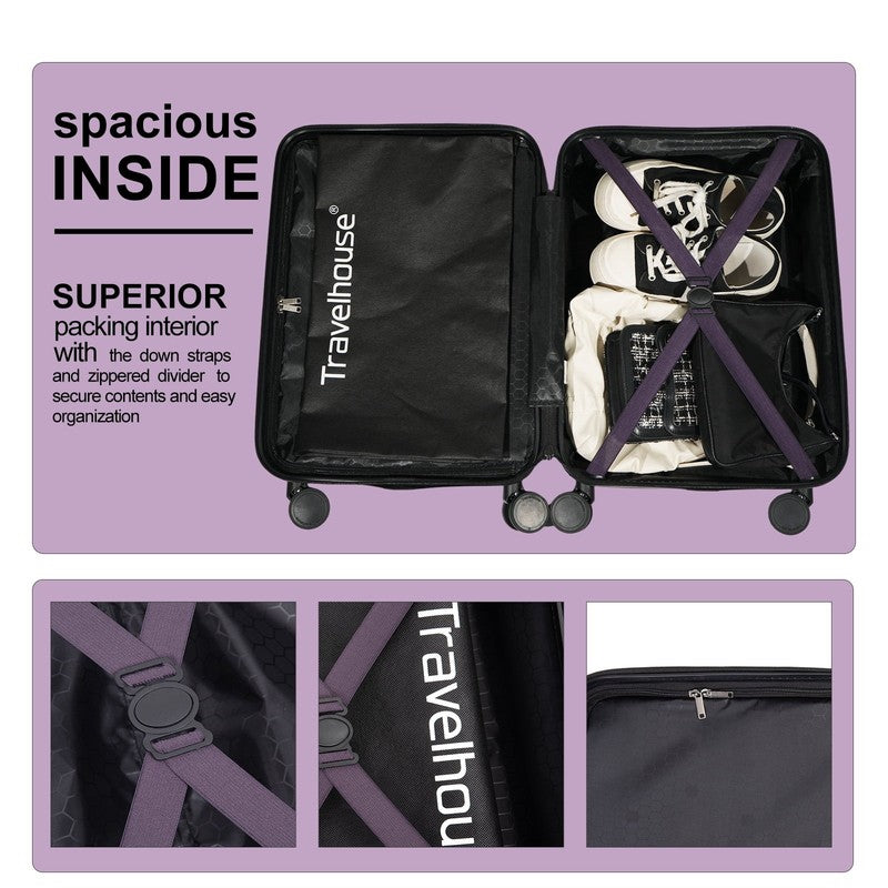 20" Underseat Hard Sided Carry On Luggage, Spinner Wheels, Abs,Purple4