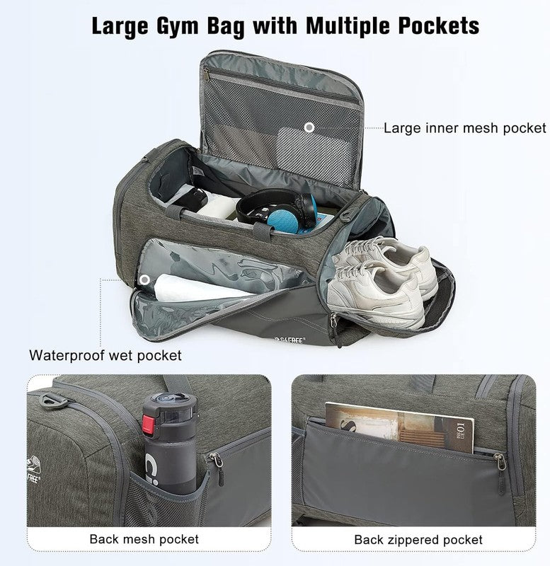 45L 3 Way Duffle Backpack Gym Bag Wet Pocket Shoes Compartment Travel5
