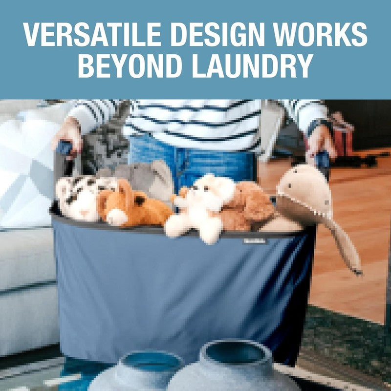 Collapsible Laundry Basket Hamper 2 Pack 60L Denim Gray Foldable Organizer4