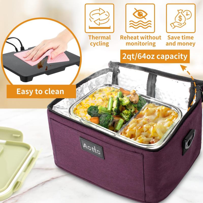 Portable Electric Lunch Box Food Warmer 12V/24V/110V Car Oven Deep Purple2