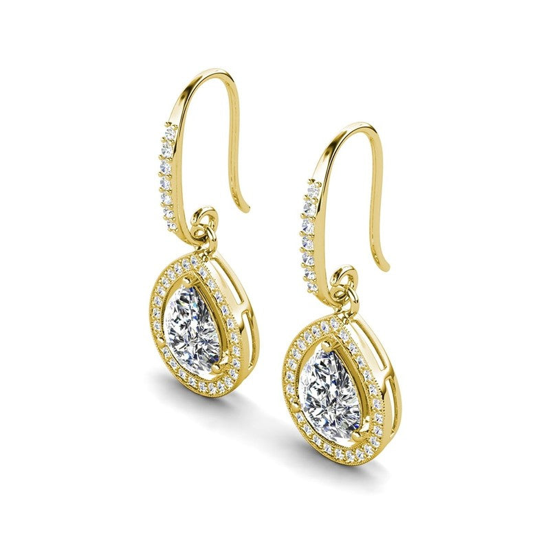 Isabel Dangle Earrings 18K Gold Plated w/ Simulated Diamond Crystals Women8