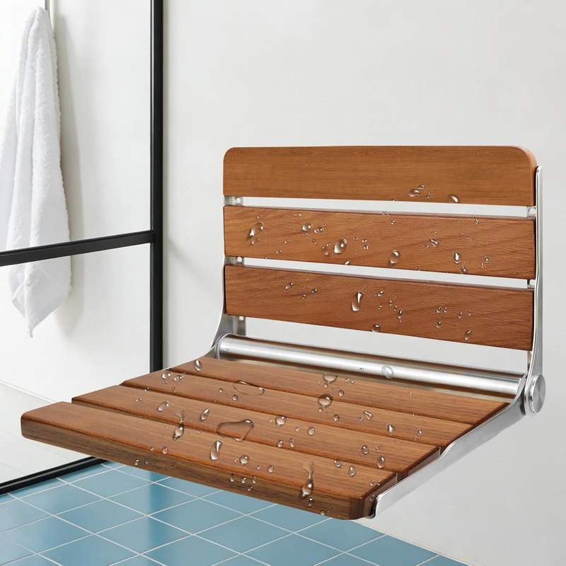 Foldable Wall-Mount Shower Seat Bench 16" 400lb Max Small Shower Space9