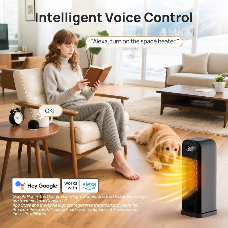 Smart 1500W Portable Electric Space Heater WiFi Thermostat Timer 4 Modes Black4