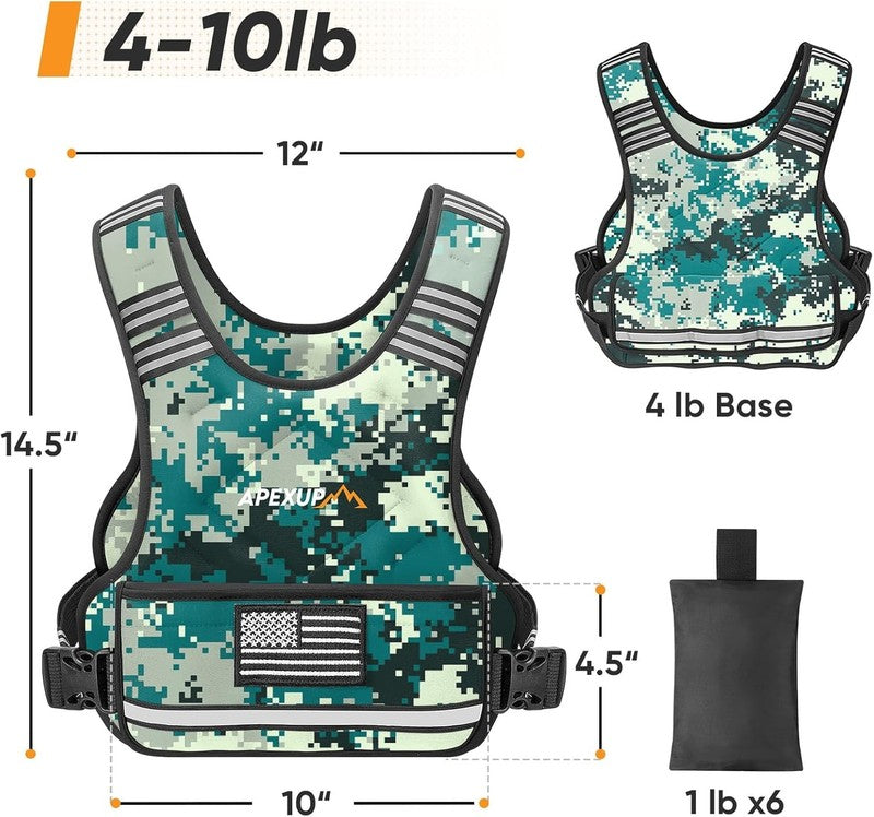 Adjustable Weighted Vest 4 10lb Strength Training Running Walking Unisex4