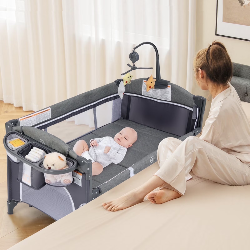 5 in 1 Portable Playard, Larger Size Baby Bassinet Bedside Sleeper, Diaper Chang10