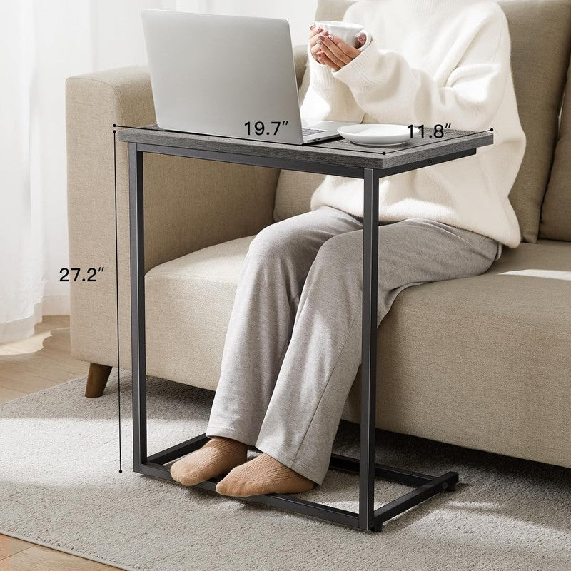 C Shaped End Table 27" High, Slide Under Sofa Side Table for Living Room2