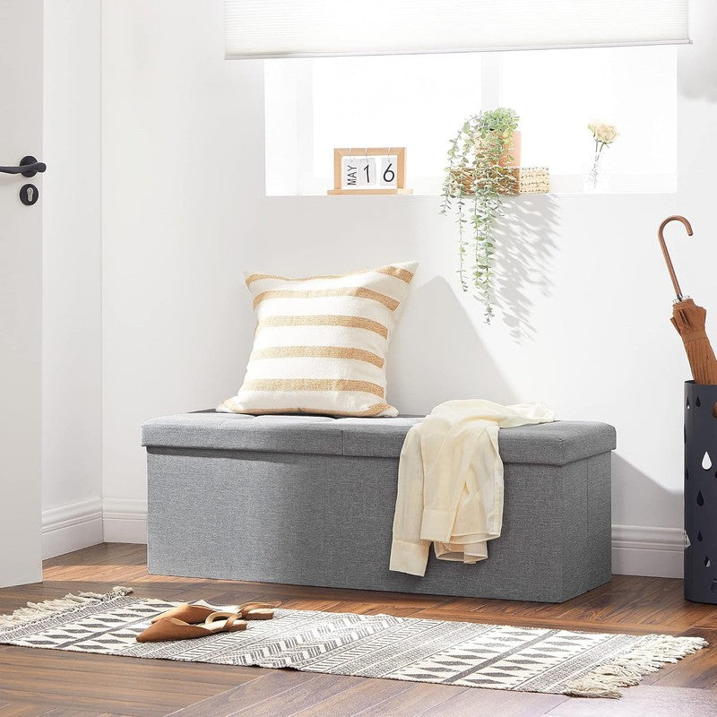 43'' Foldable Storage Ottoman Bench Flip Lid Entryway Living Room Light Gray7