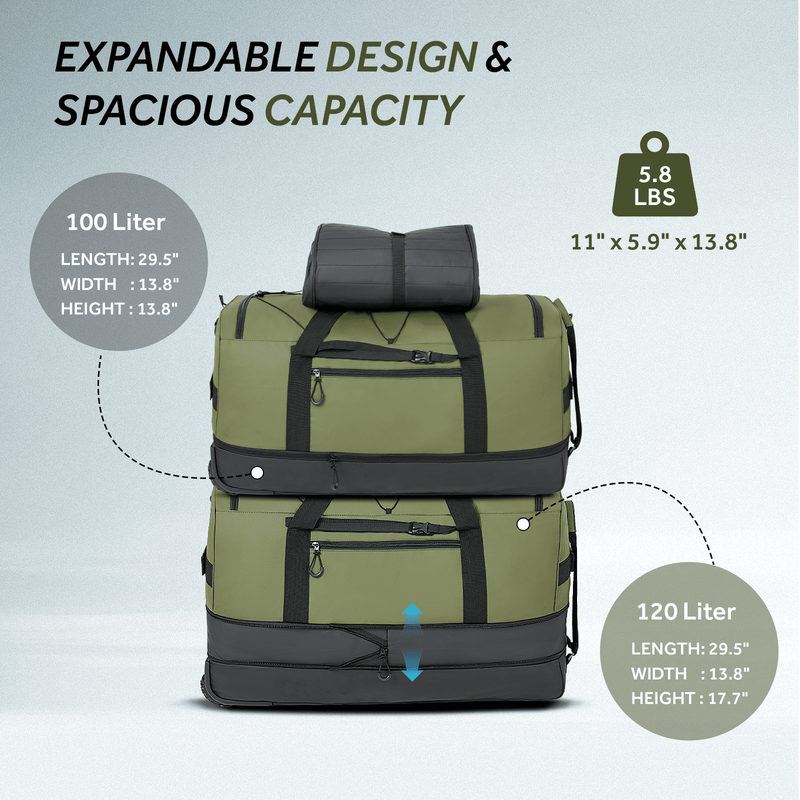 30in Rolling Duffle Bag Expandable 100-120L Waterproof Heavy Duty6