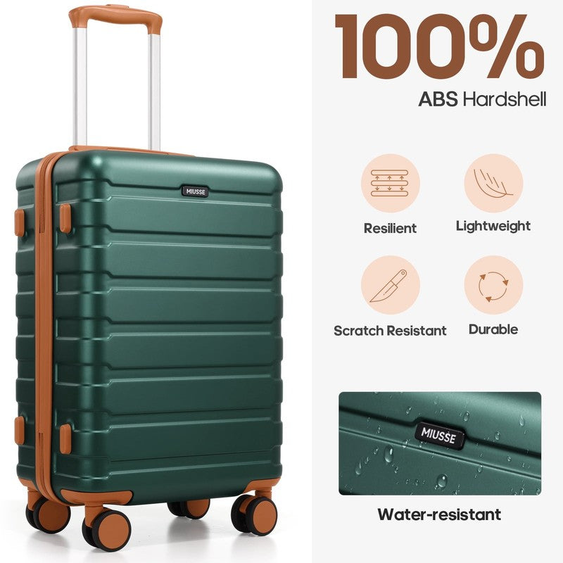 Carry on Luggage Set 3 Piece Hard Shell Luggage Sets with YKK Zipper Spinner Whe1