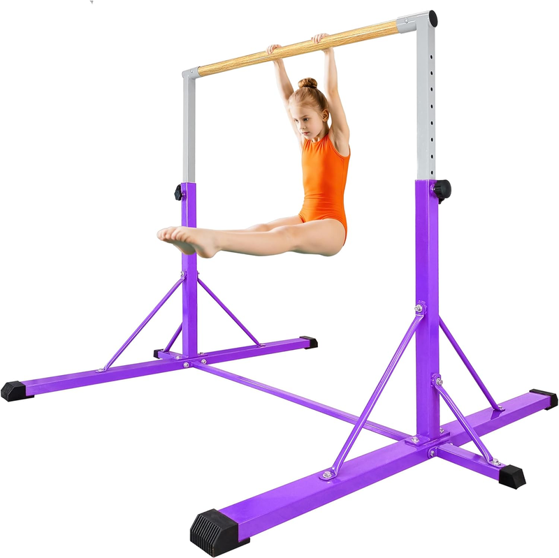 Kids Gymnastics Bar 35" 60" Adjustable Kip Bar 4FT Base Home Training6