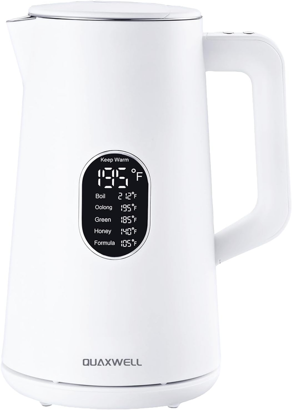 Electric Kettle 1.5L Stainless Steel Double Wall 5 Keep Warm Porcelain White0