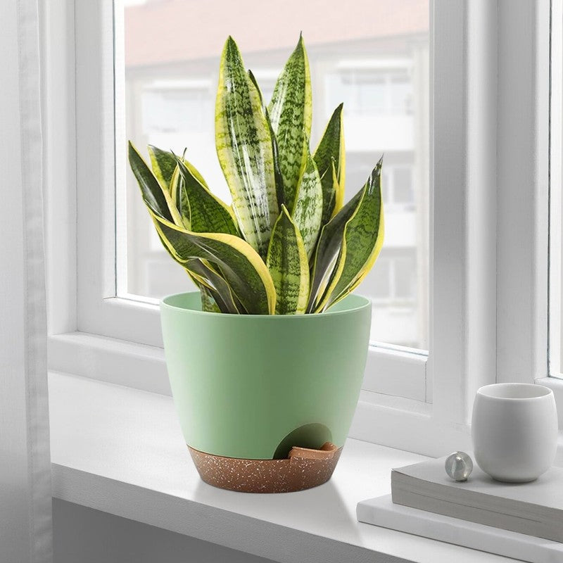 Set of 5 Self Watering Plant Pots with Drainage – Eco Friendly Plastic Planters 1