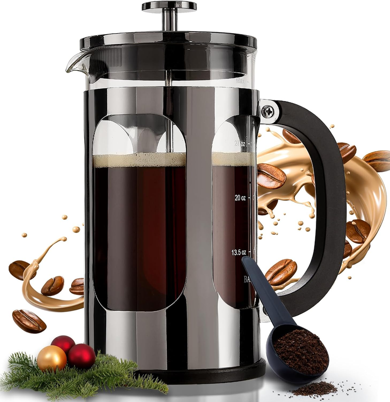 French Press Coffee Maker 34Oz 4 Level Filtration Stainless Steel Dark Pewter0