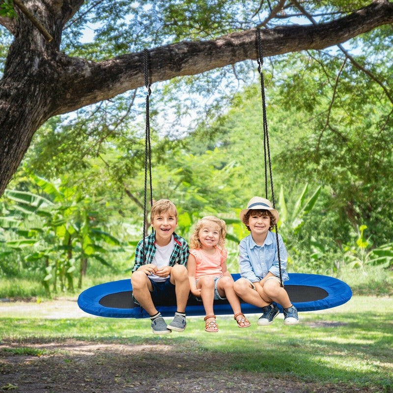 60" Saucer Tree Swing, Adjustable Outdoor Kids Giant Oval Platform, Blue1