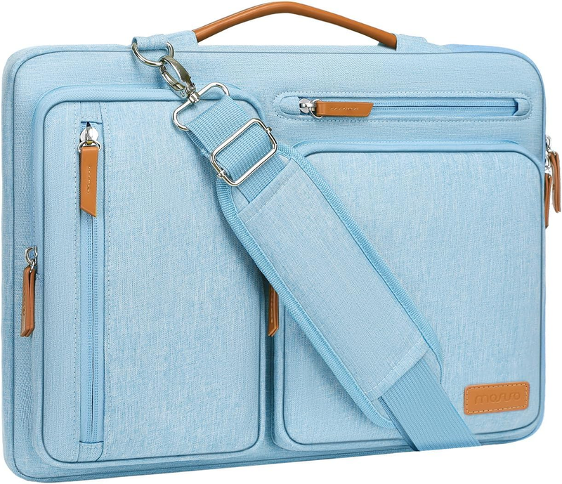 15.6 Inch Laptop Shoulder Bag 360 Protective Messenger 4 Zipper Pockets Blue0