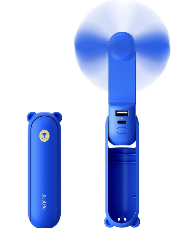 Portable Handheld Fan Rechargeable Mini Power Bank Flashlight Dark Blue5