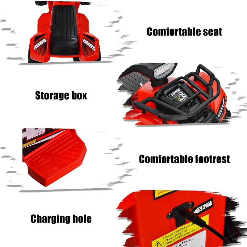 6V Kids ATV Quad Electric Ride on Car Toy Toddler with LED Light MP3 Red8