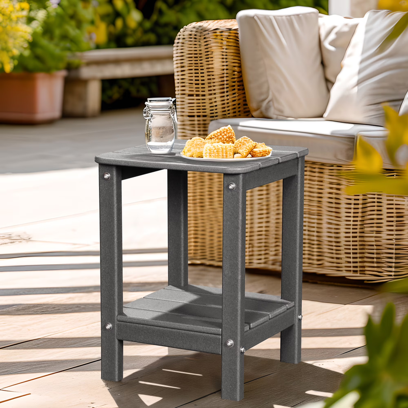 | Patio Garden Side Table with 2 Layer Storage,Outdoor End Tables for Your Adiro0