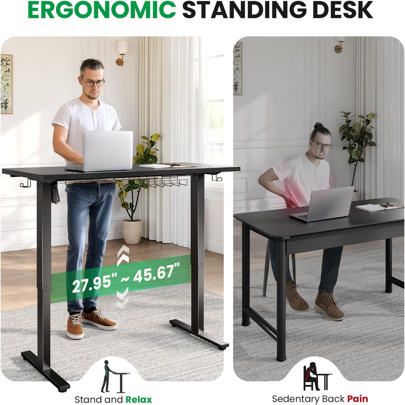 Electric Standing Desk 48x24 Sit Stand Adjustable Desk w/ Memory Presets8